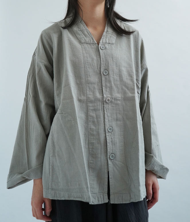 V襟シャツ薄地S