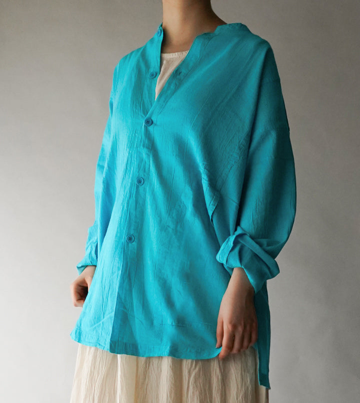 開襟シャツ長袖薄地M