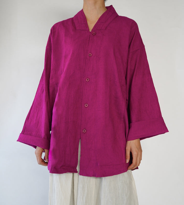 V襟シャツ薄地M