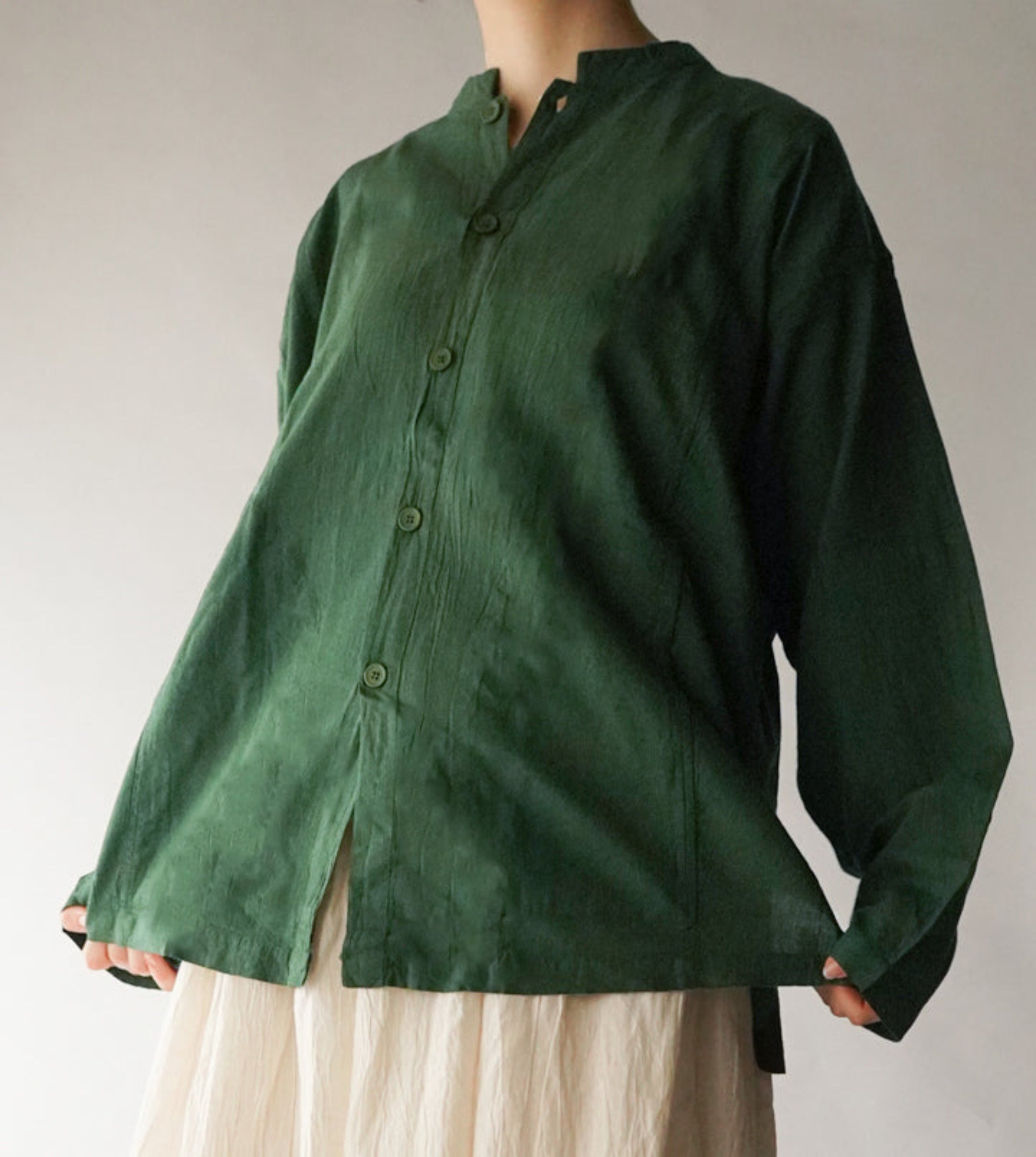 開襟シャツ長袖薄地S