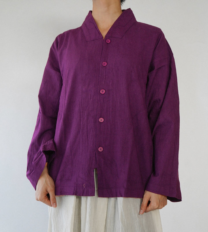 V襟シャツ薄地S