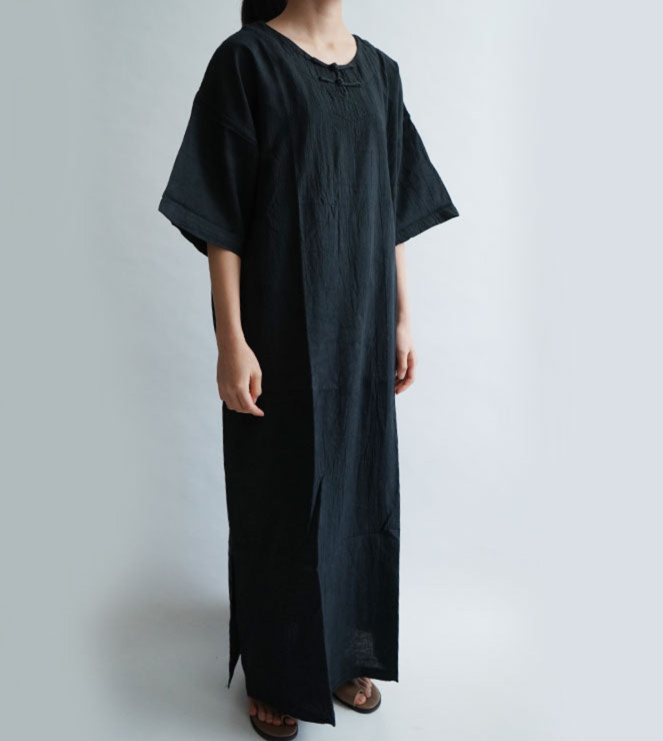 チャイナワンピース半袖黑