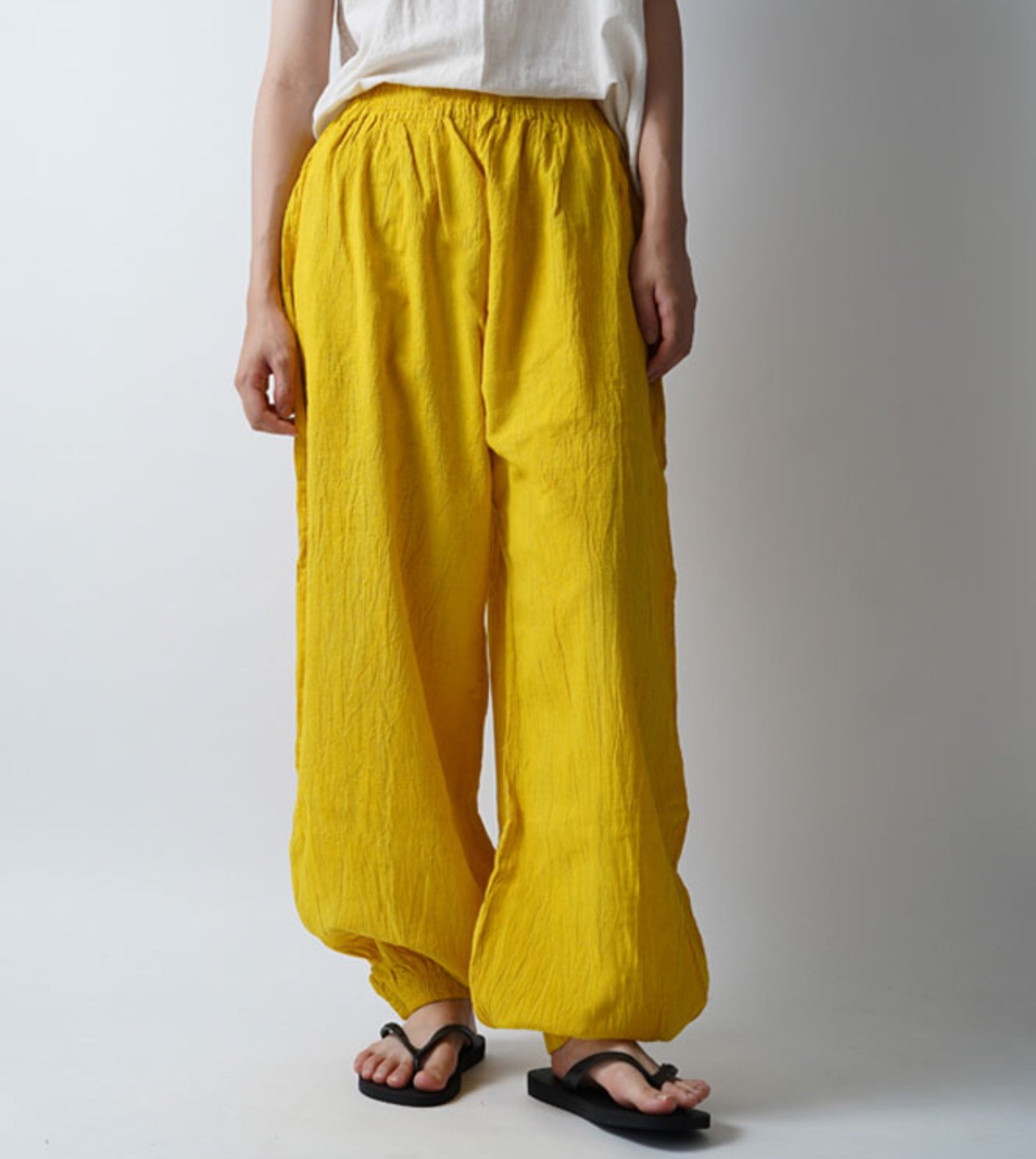 バルーンパンツスリム薄地M黄