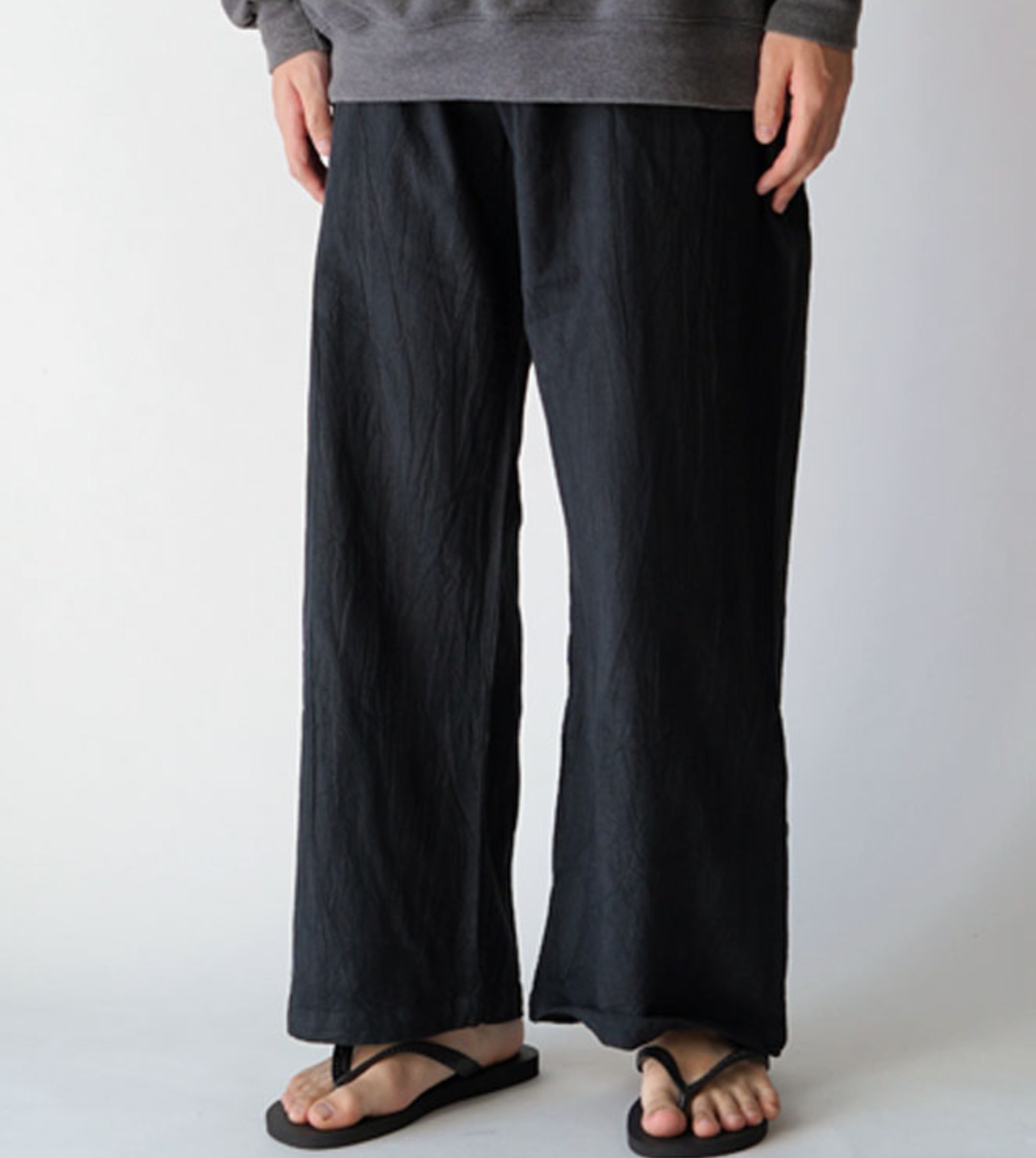 リラックスパンツ厚地L黒