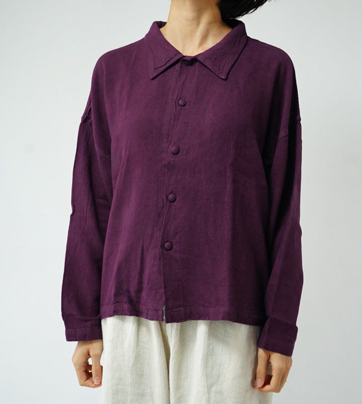 くるみボタン長袖