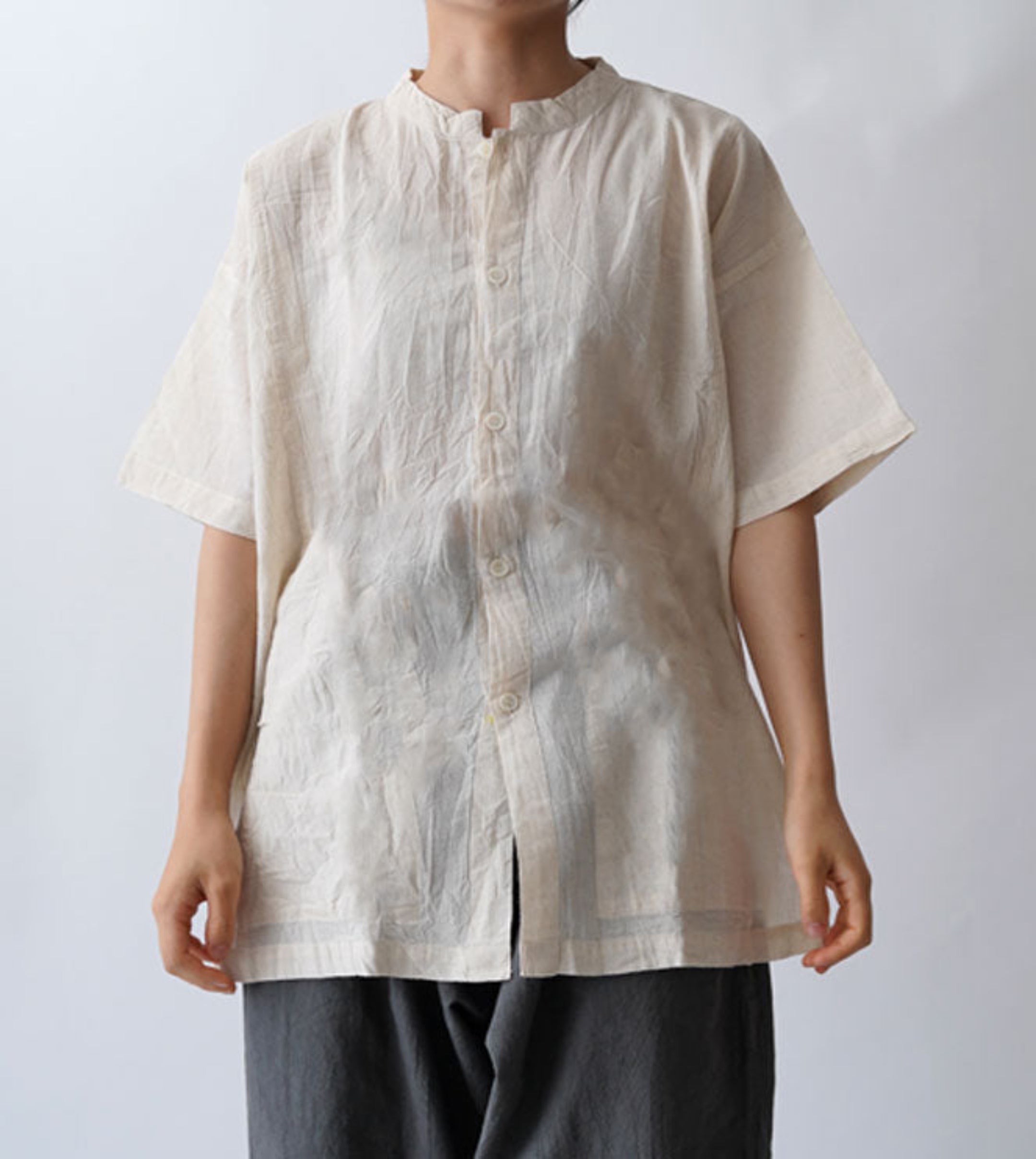 開襟シャツ半袖S