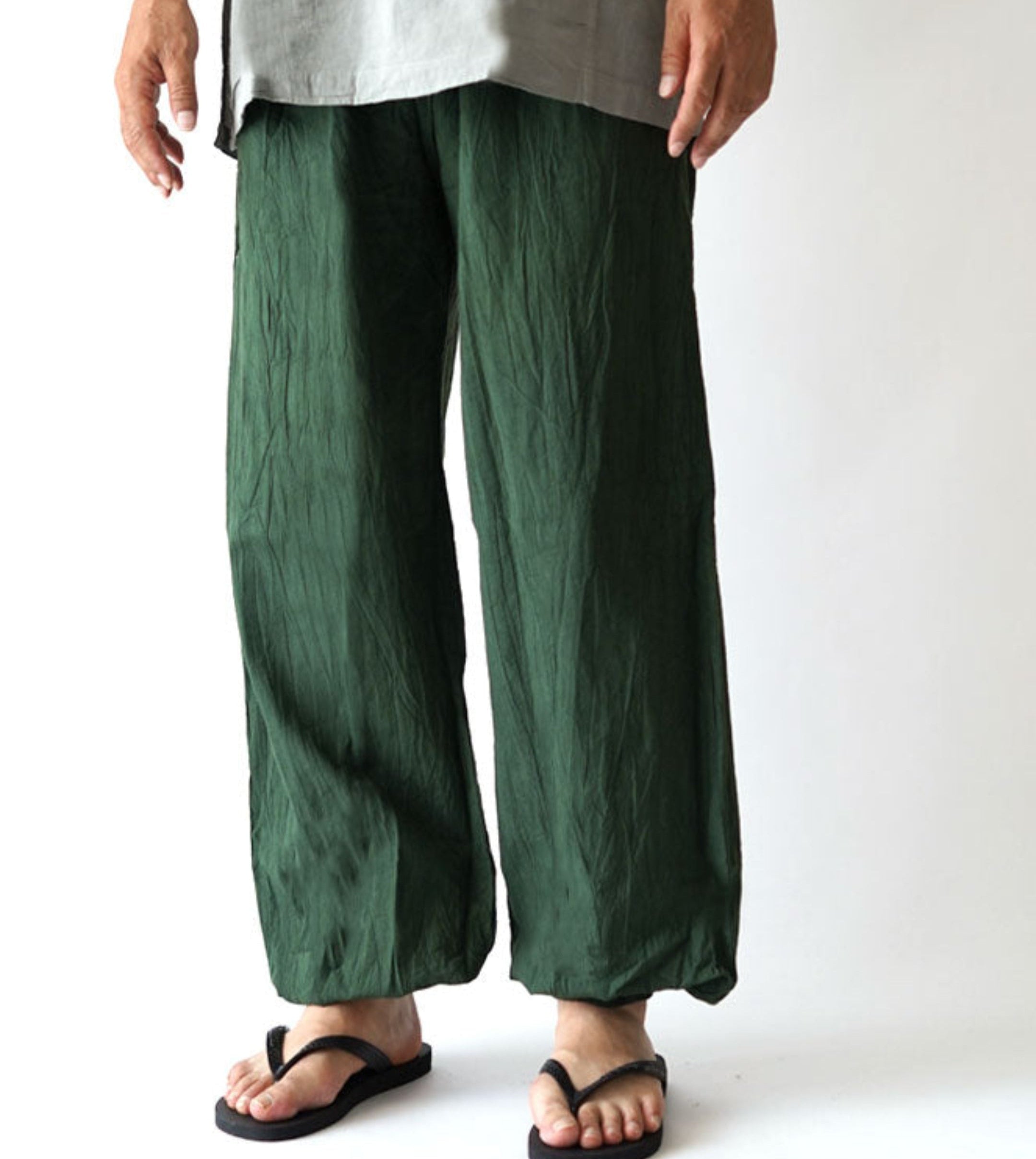 バルーンパンツスリム薄地Ｌ深緑